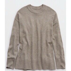 American Eagle Aerie Softest Luxe Crew Sweater NWT Heathered Taupe Oversized M
